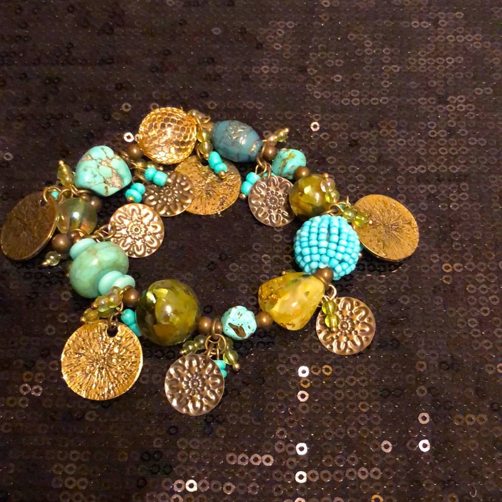 Brass, glass and turquoise
